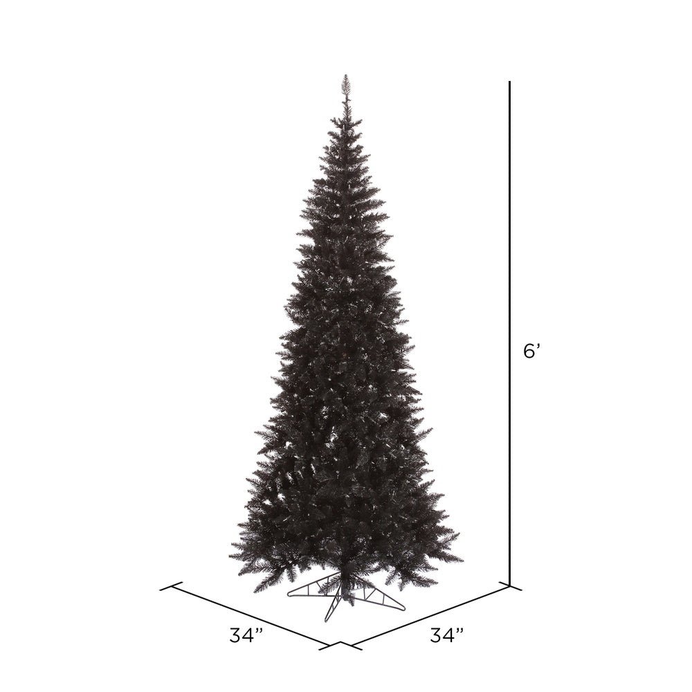 Vickerman 6.5' Black Fir Slim Artificial Christmas Tree Unlit - Cheap-Us