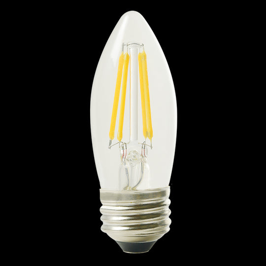 Luxrite LED B11 Torpedo Tip Chandelier Light Bulb, E26 Medium Base, 5W, 5000K - Bright White, 550 Lumens, 80 CRI, Clear Finish, Dimmable (LR21608) - Cheap-Us