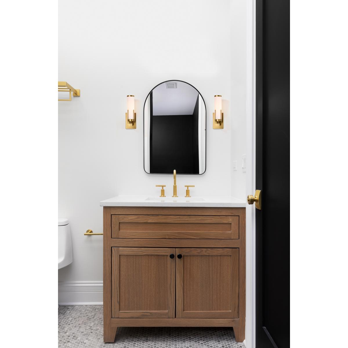 60-8041 ROSELLE 1 LIGHT VANITY Roselle; 1 Light Vanity; Natural Brass with White Glass - Cheap-Us