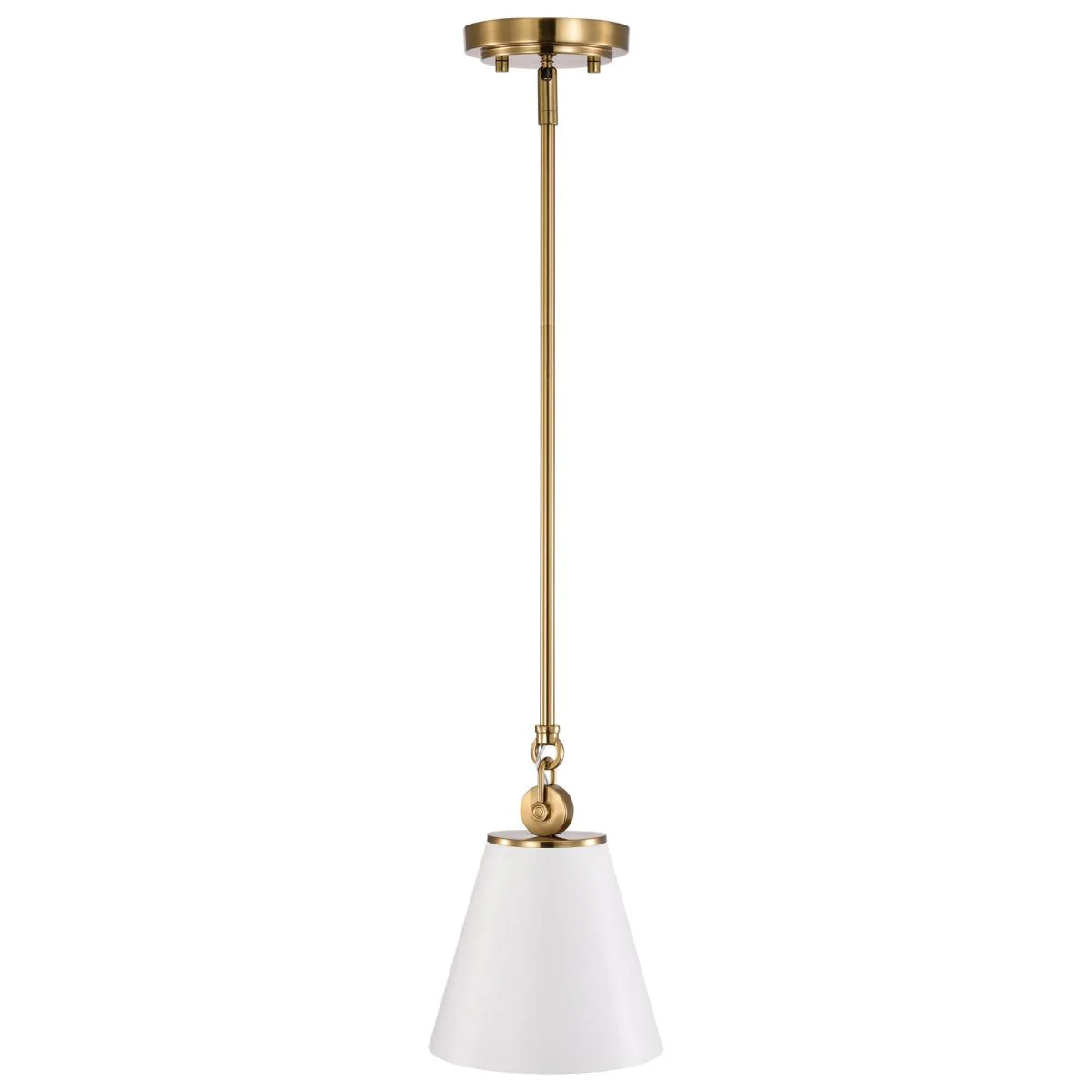60-7409 DOVER 1 LIGHT SMALL PENDANT Dover; 1 Light; Small Pendant; White with Vintage Brass - Cheap-Us