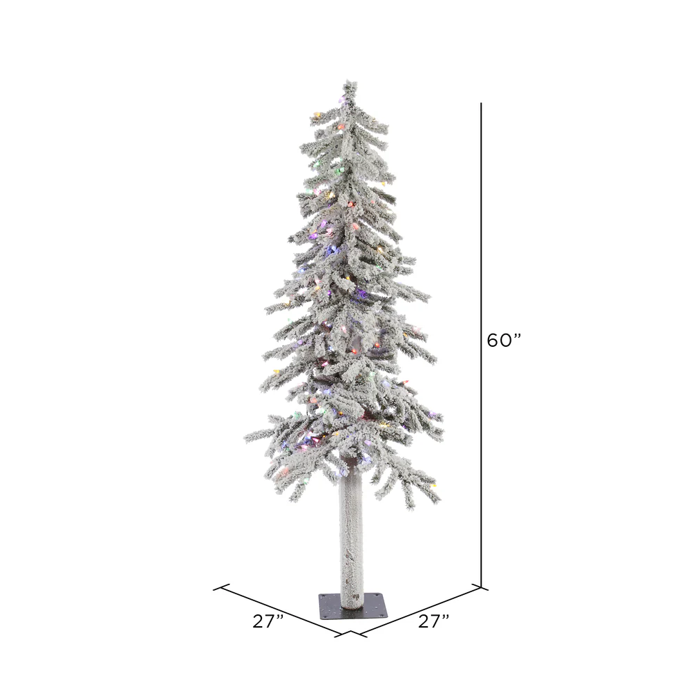 Vickerman 5' Flocked Alpine Artificial Christmas Tree Multi-Colored Dura-Lit lights - Cheap-Us