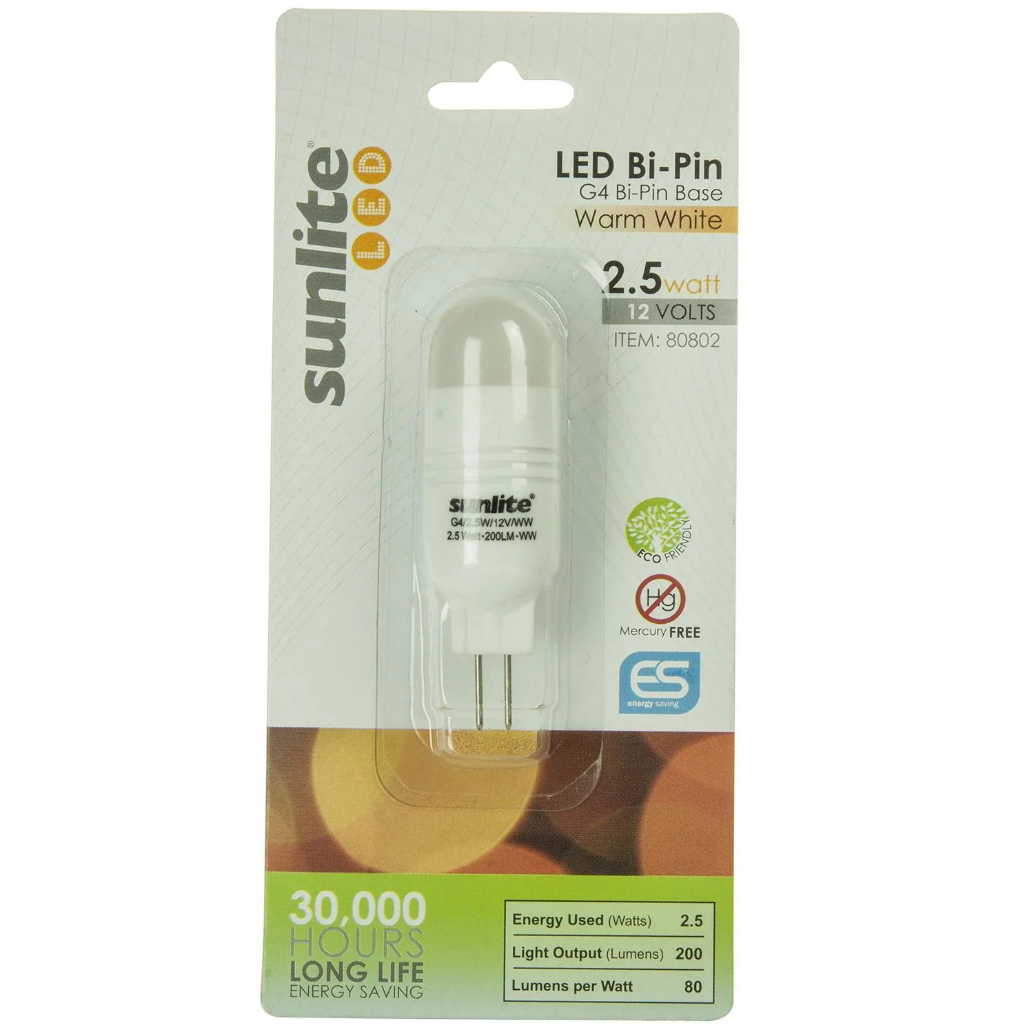 Sunlite LED Single Ended G4 Bi-Pin 2.5W (20W Equivalent) Light Bulb Bi-Pin (G4) Base, Warm White - Cheap-Us