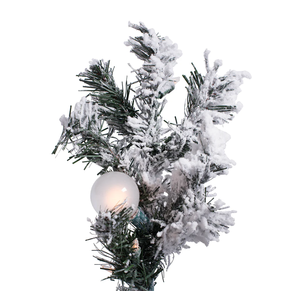 Vickerman 7.5' Flocked Alaskan Pine Artificial Christmas Tree Clear Dura-Lit lights - Cheap-Us