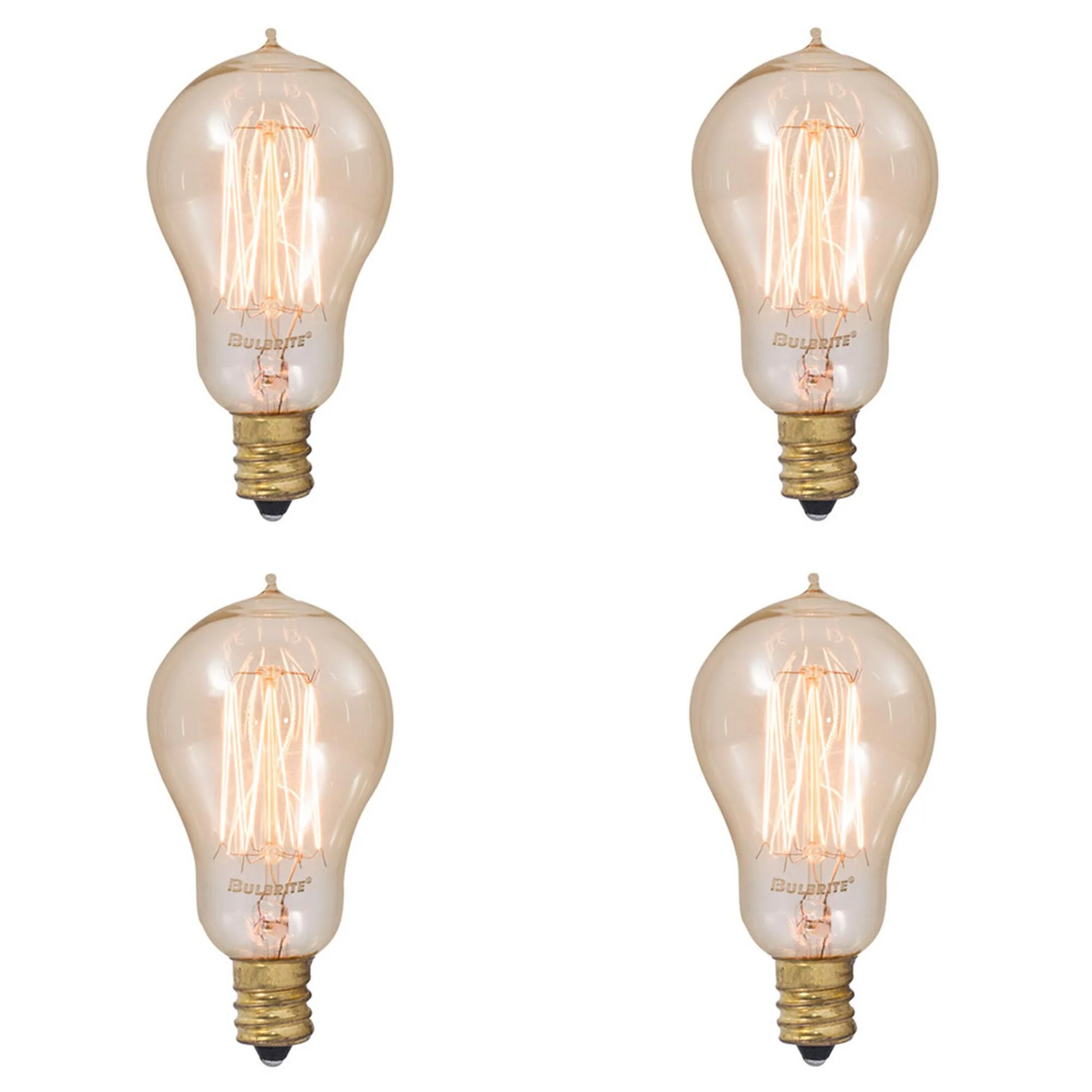 BULBRITE INCANDESCENT A15 CANDELABRA SCREW (E12) 25W DIMMABLE NOSTALGIC LIGHT BULB 2200K/AMBER 4PK (132515) - Cheap-Us
