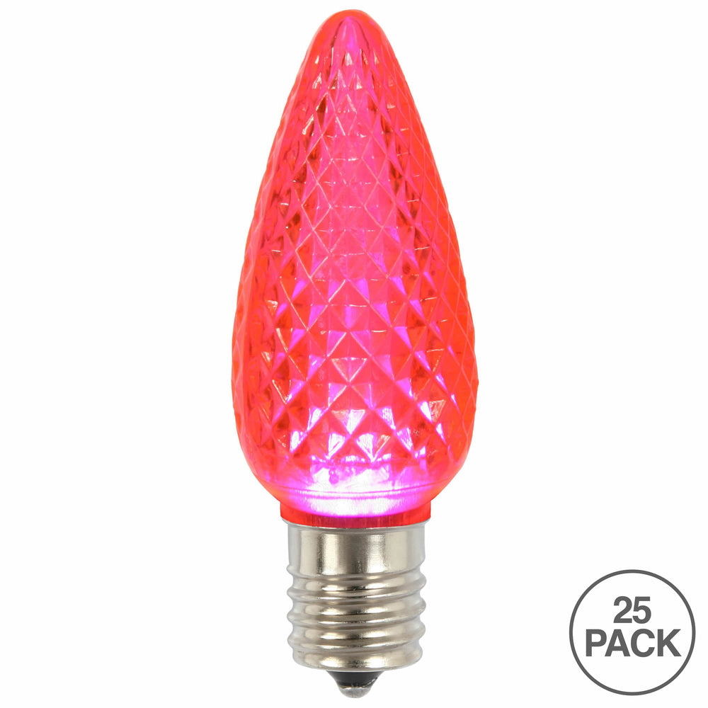 Vickerman C9 LED Pink Faceted Twinkle Bulb  Nickel Base  120V .96 Watts 25 Bulbs per bag - Cheap-Us