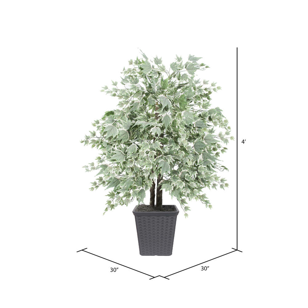 Vickerman 4' Artificial Silver Maple Bush Gray Square Plastic Container - Cheap-Us