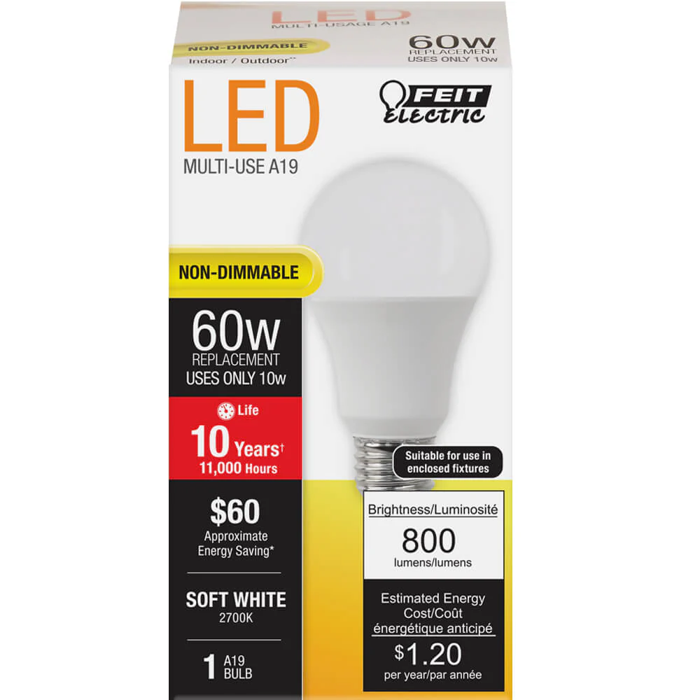 60-Watt Equivavalent 2700K Non-Dimmable LED - Cheap-Us