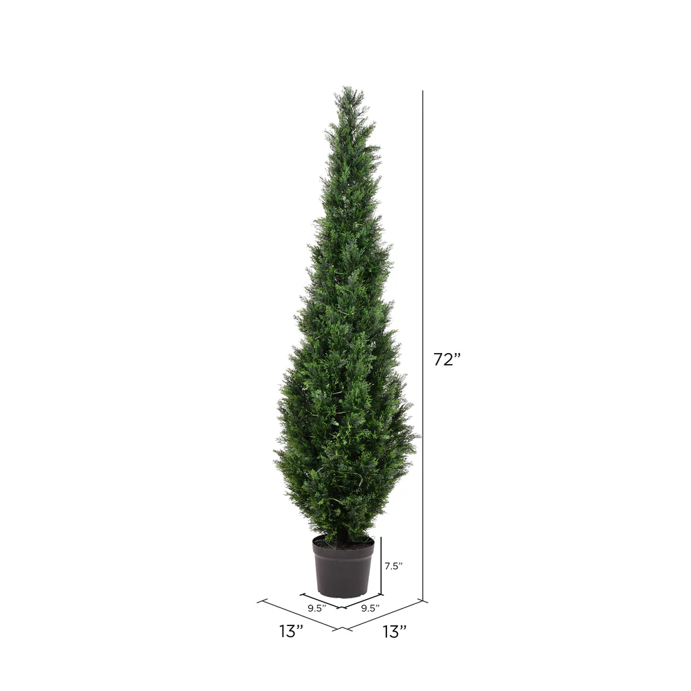 Vickerman 6' Artificial Potted Green Cedar Tree. - Cheap-Us