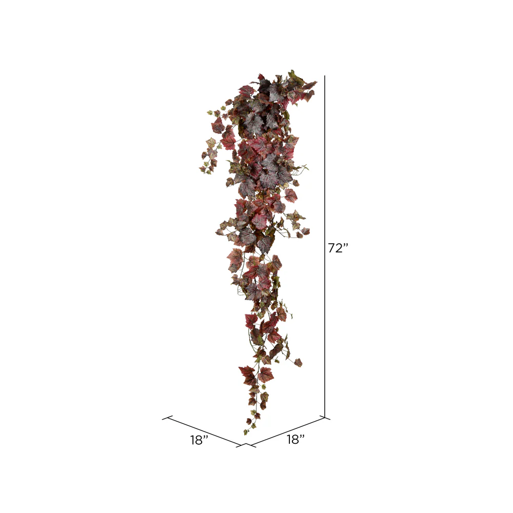 Vickerman 6' Artificial Burgundy Grape Leaf IvyHanging Bush. - Cheap-Us