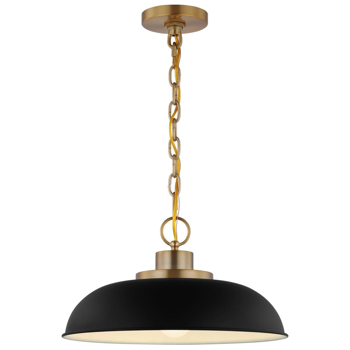60-7481 COLONY 1 LIGHT SMALL PENDANT Colony; 1 Light; Small Pendant; Matte Black with Burnished Brass - Cheap-Us