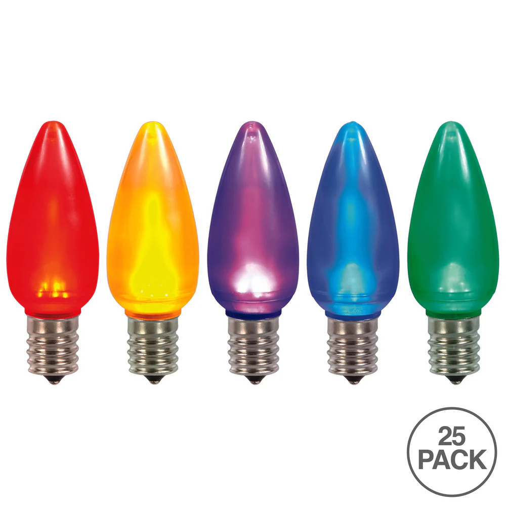 Vickerman C9 Ceramic LED Multi Twinkle Bulb Nickel Base120V  .6 Watts 25 Bulbs per Pack. - Cheap-Us