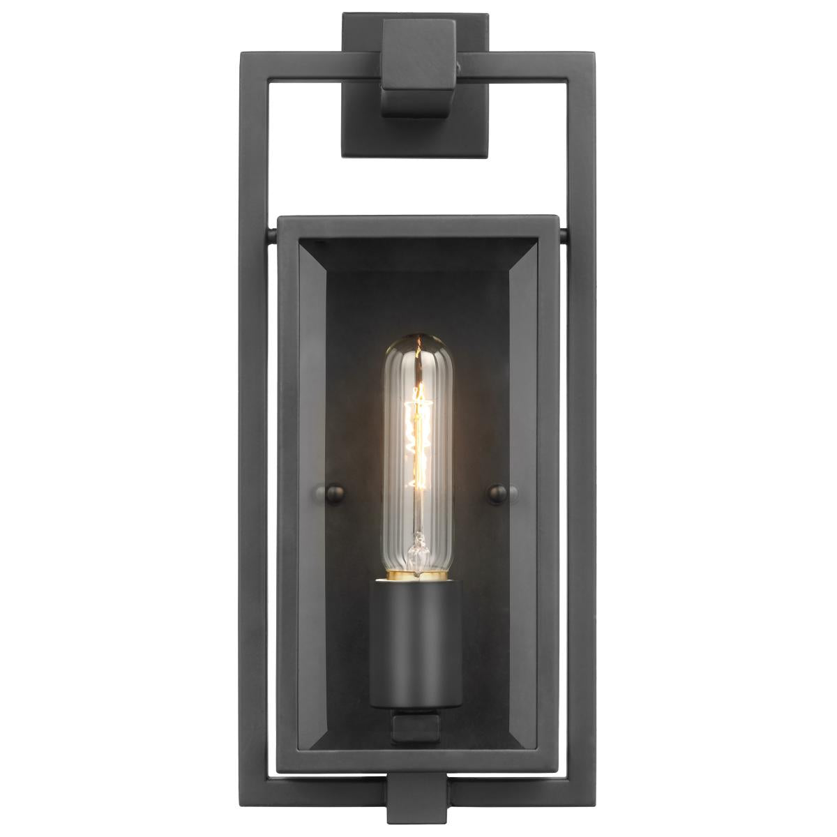 60-7543 EXHIBIT 1 LT SM WALL LANTERN Exhibit; 1 Light; Small Wall Lantern; Matte Black Finish with Clear Beveled Glass - Cheap-Us