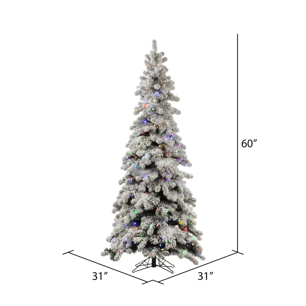 Vickerman 5' Flocked Kodiak Spruce Artificial Christmas Tree Multi-Colored LED Lights - Cheap-Us