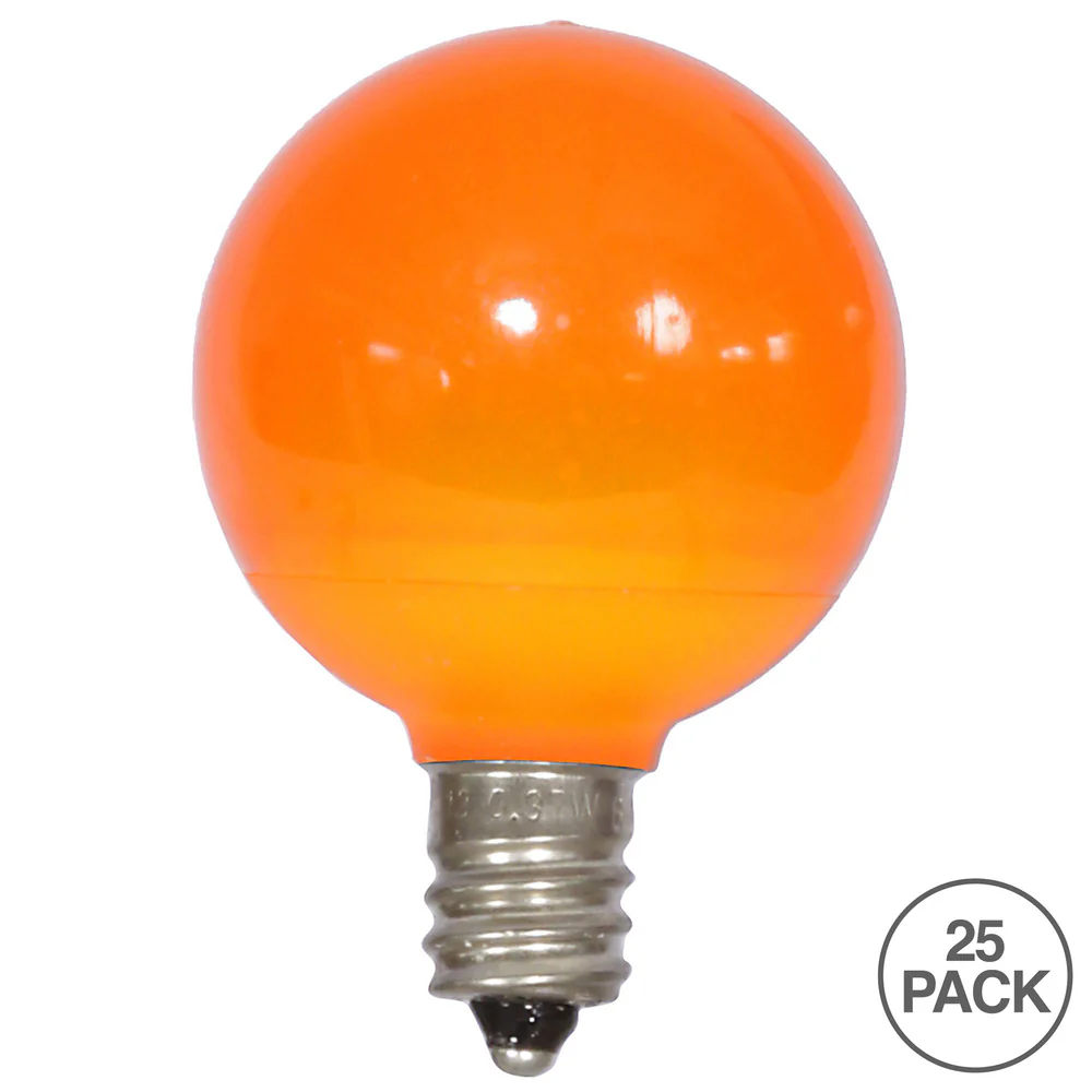 Vickerman G40 Orange Ceramic LED Nickel Base Bulb E12 120V  .6 Watts Dimmable 25 Bulbs per Pack - Cheap-Us