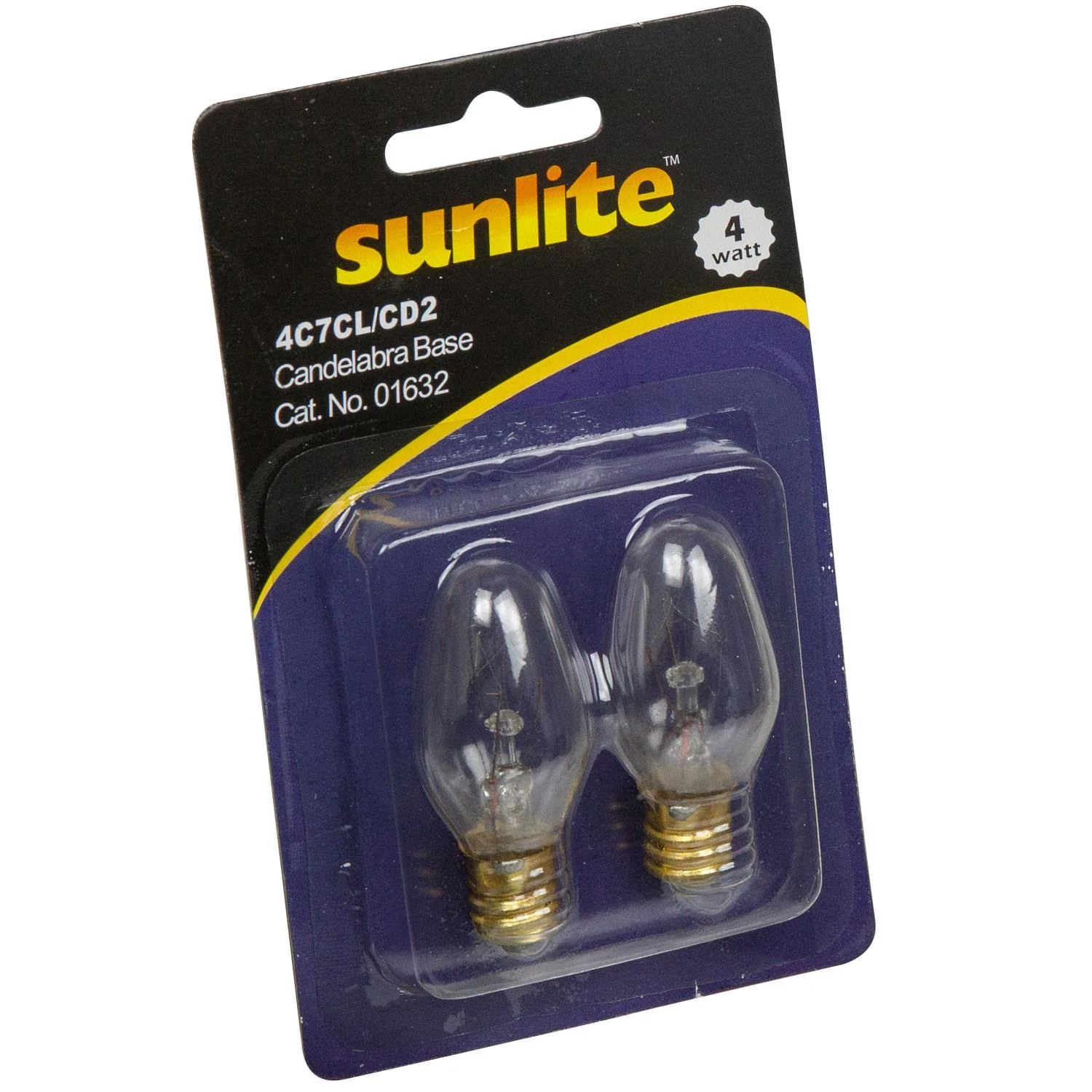2 Pack Sunlite 4 Watt C7 Night Light, Candelabra Base, Clear - Cheap-Us