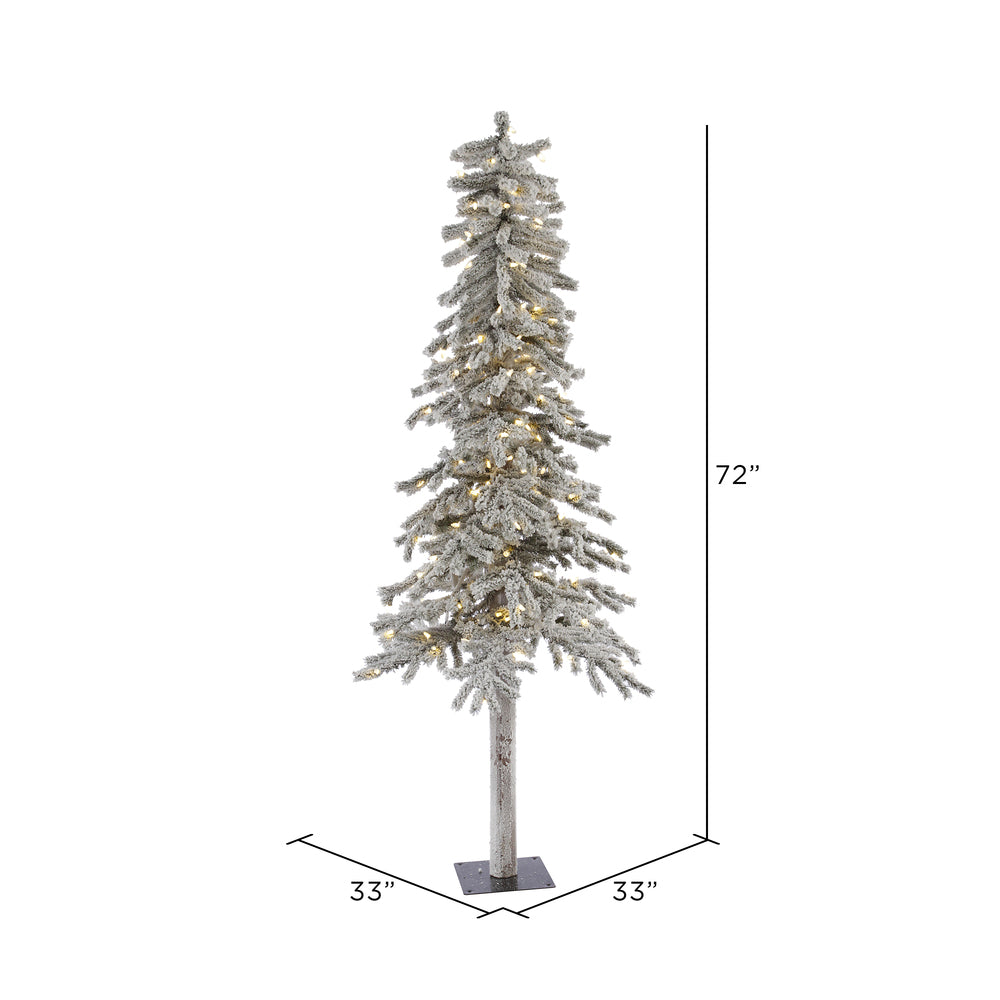Vickerman 6' Flocked Alpine Artificial Christmas Tree Pure White Single Mold LED lights - Cheap-Us