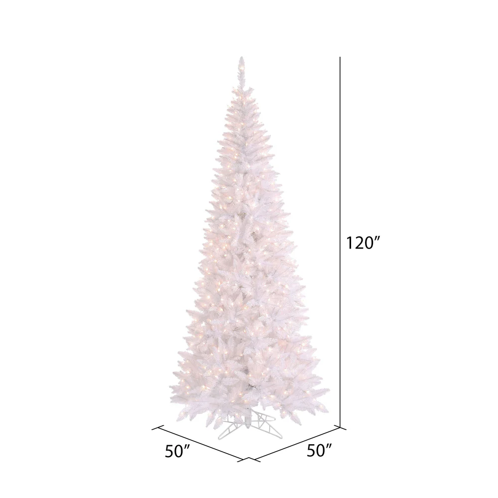 Vickerman 10' White Fir Slim Artificial Christmas Tree Warm White Dura-lit LED Lights - Cheap-Us
