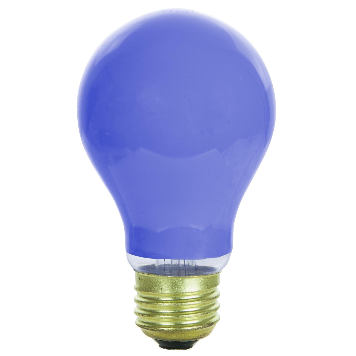 Sunlite 40 Watt A19 Colored, Medium Base, Ceramic Blue - Cheap-Us