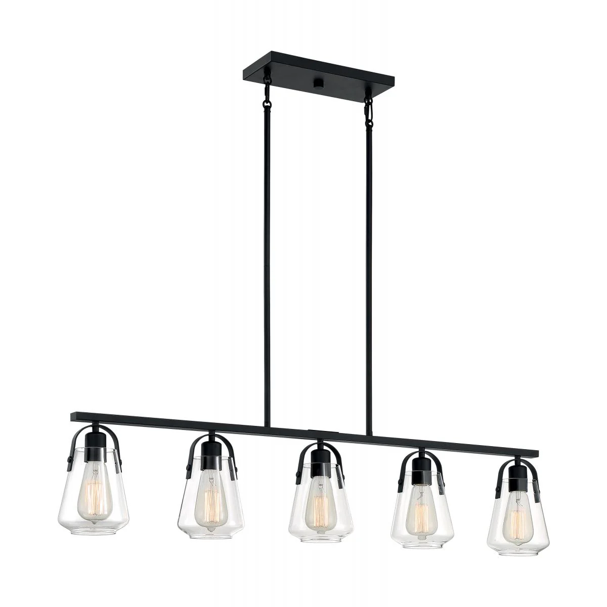 60-7104 SKYBRIDGE 5 LT ISLAND PENDANT Skybridge - 5 Light Island Pendant with Clear Glass - Matte Black Finish - Cheap-Us