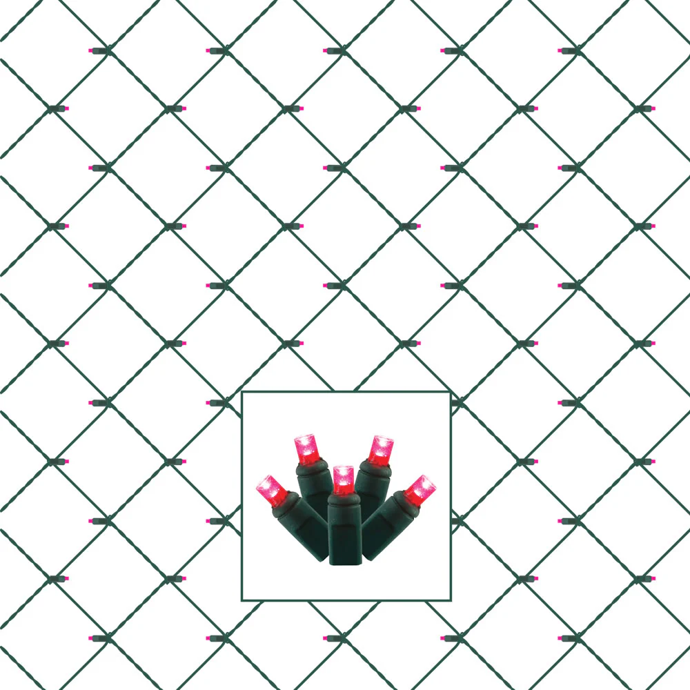 Vickerman 120 Magenta Wide Angle LED Christmas Net Light Set Green Wire - Cheap-Us