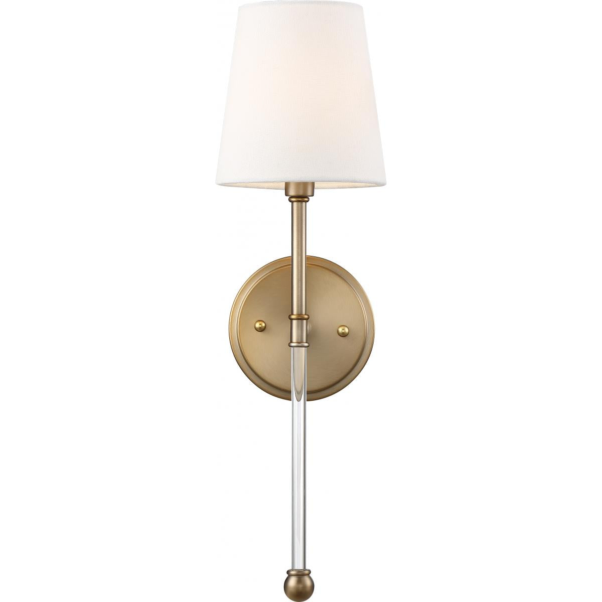 60-6687 OLMSTEAD 1 LIGHT WALL SCONCE Olmstead- 1 Light Wall Sconce - with White Linen Shade - Burnished Brass Finish - Cheap-Us