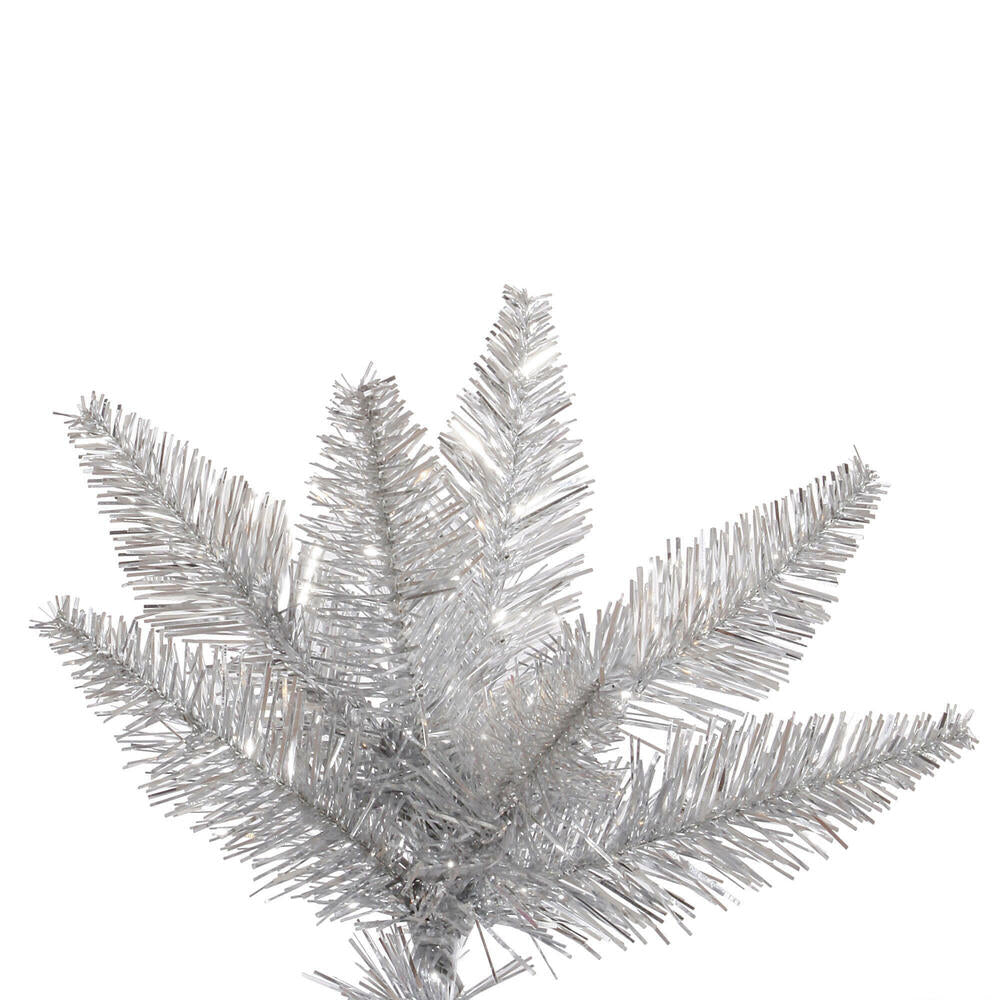 Vickerman 9' Silver Tinsel Fir Artificial Christmas Tree Unlit - Cheap-Us