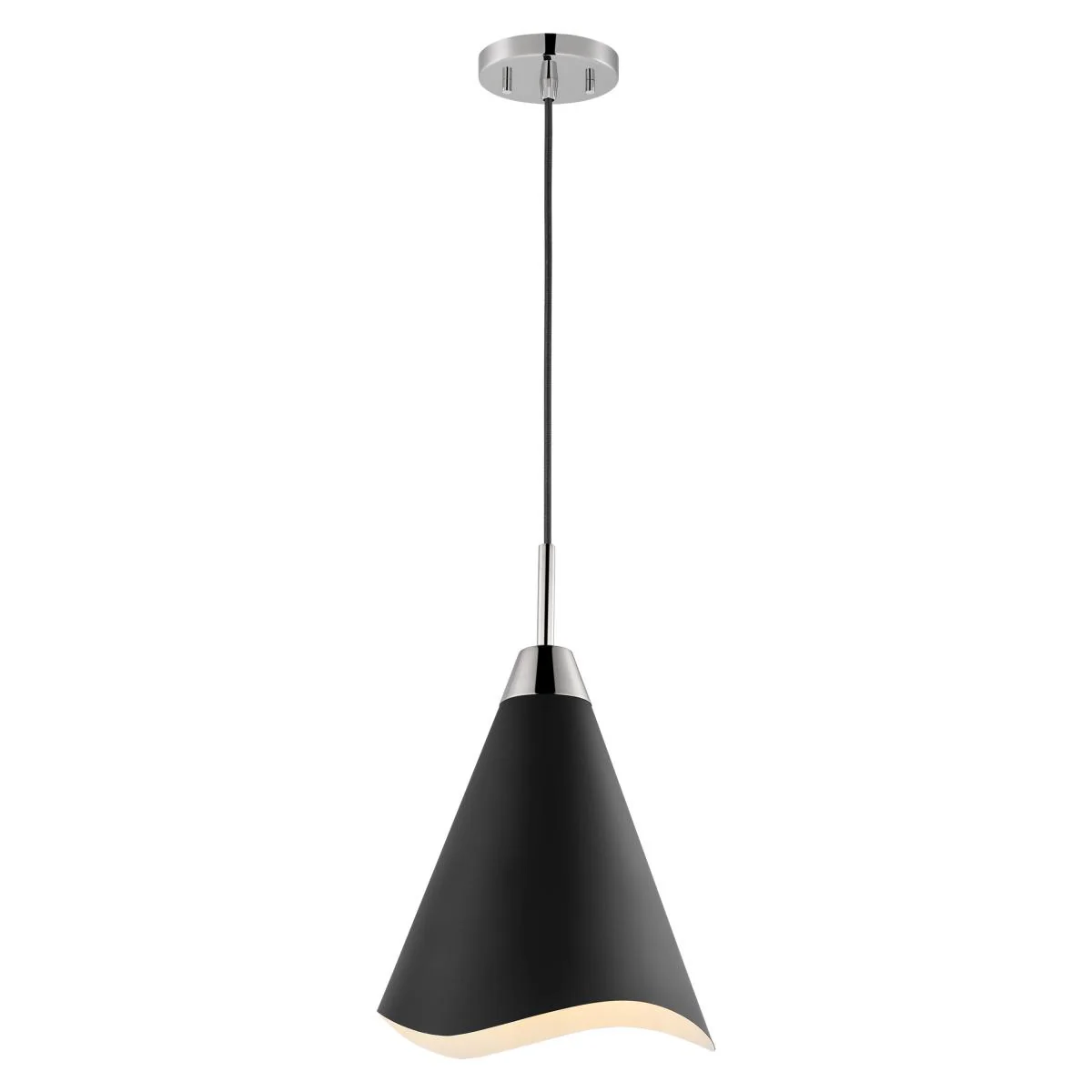 60-7475 TANGO 1 LIGHT MEDIUM PENDANT Tango; 1 Light; Medium Pendant; Matte Black with Polished Nickel - Cheap-Us