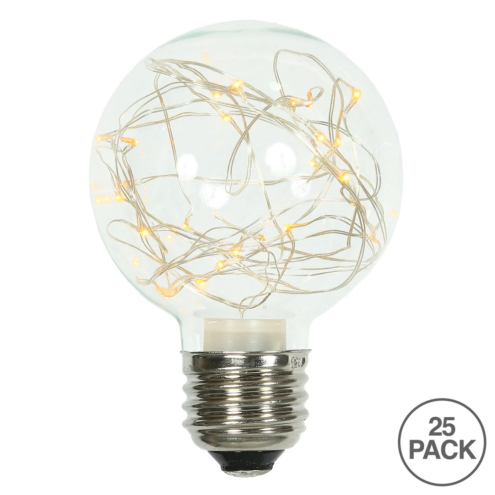 Vickerman 25Lt Yellow Twinkle Glass G95 Fairy Lt Bulb E26 Brass Base 1Watt- 2 Pack - Cheap-Us