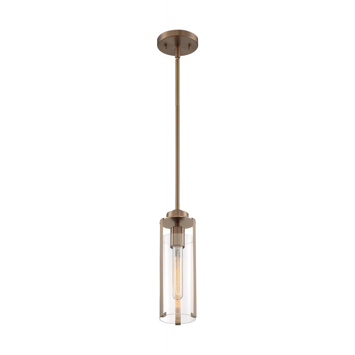60-7150 MARINA 1 LIGHT MINI PENDANT Marina - 1 Light Mini Pendant with Clear Glass - Burnished Brass Finish - Cheap-Us