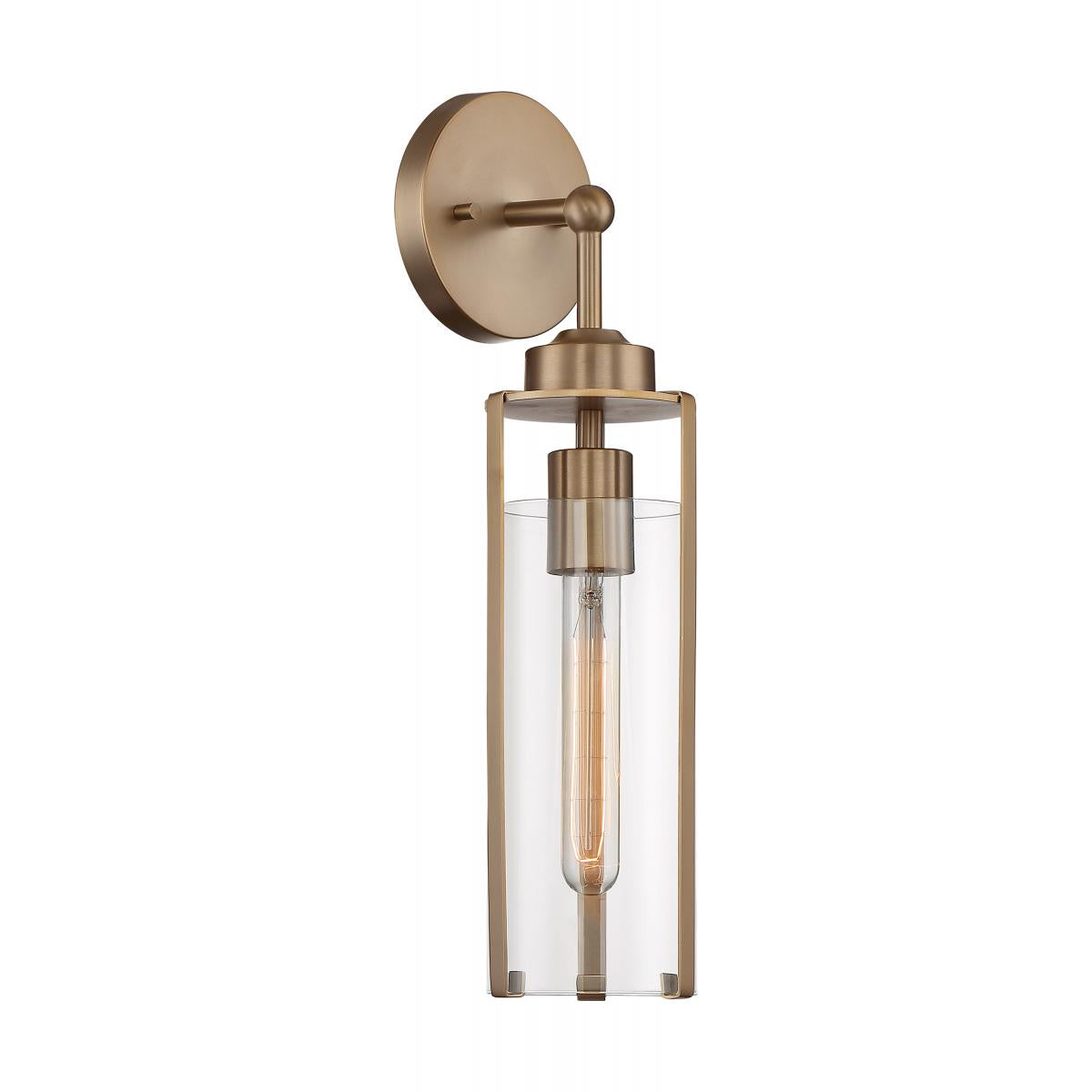 60-7151 MARINA 1 LIGHT WALL SCONCE Marina - 1 Light Sconce with Clear Glass - Burnished Brass Finish - Cheap-Us