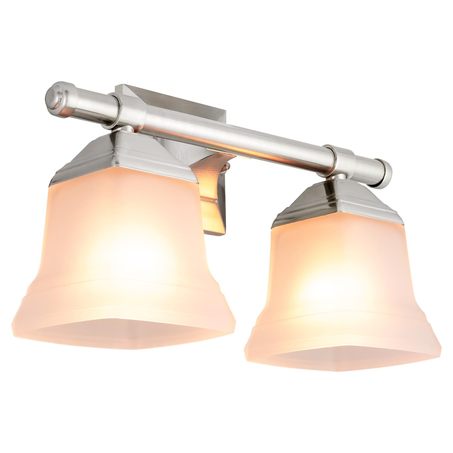 Sunlite 46062-SU Vanity Fixture Two Light 14 Inch , Bell Shaped Frosted Glass, Brushed Nickel Finish - Cheap-Us