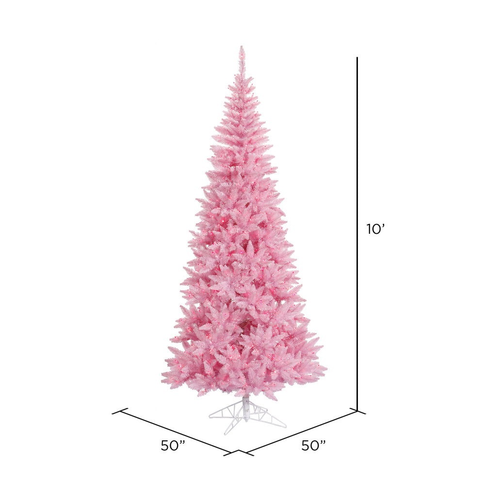 Vickerman 10' Pink Fir Slim Artificial Christmas Tree Pink  Dura-lit LED Lights - Cheap-Us