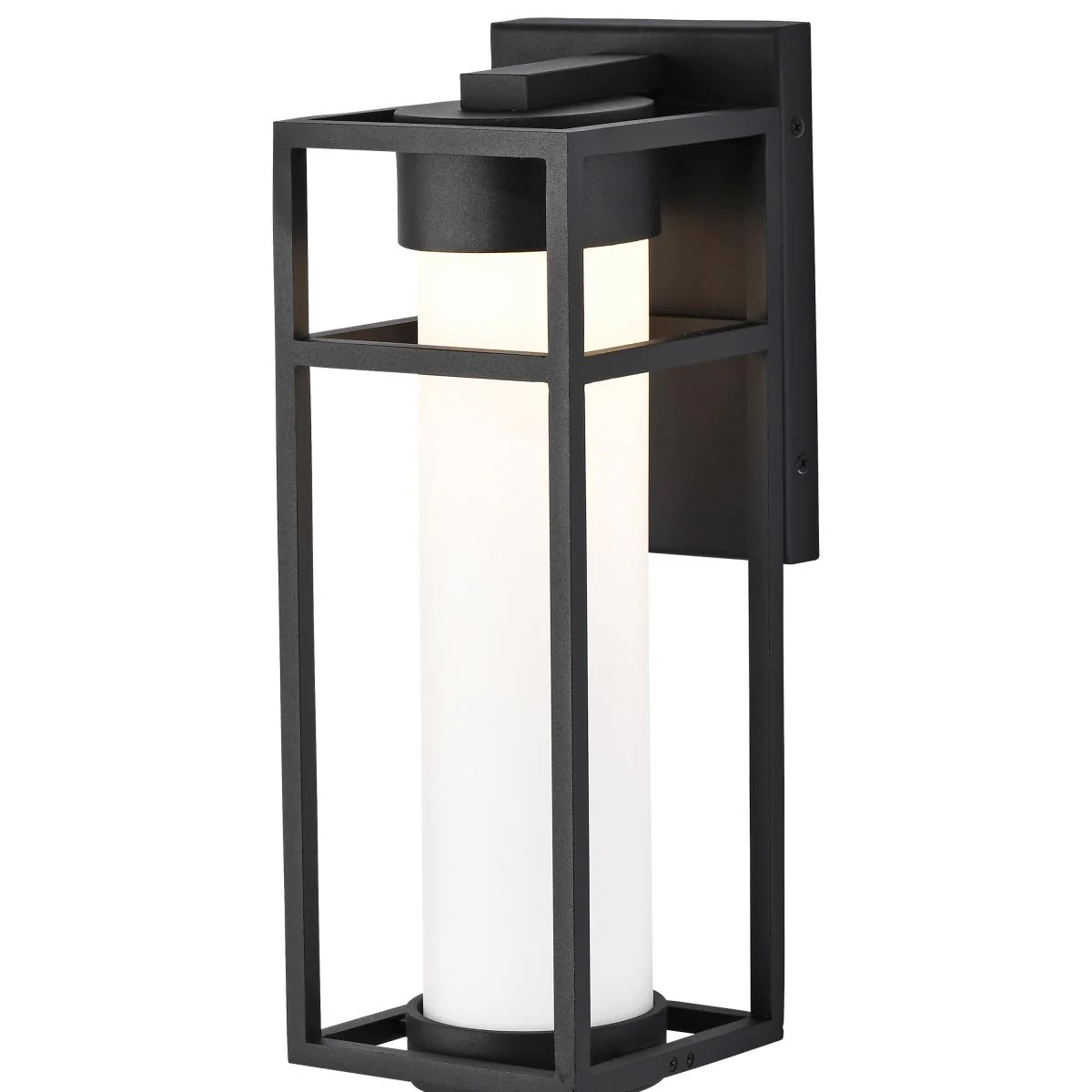 62-1611 LEDGES 6W LED MED WALL LANTERN Ledges; 6W LED; Medium Wall Lantern; Matte Black with White Opal Glass - Cheap-Us