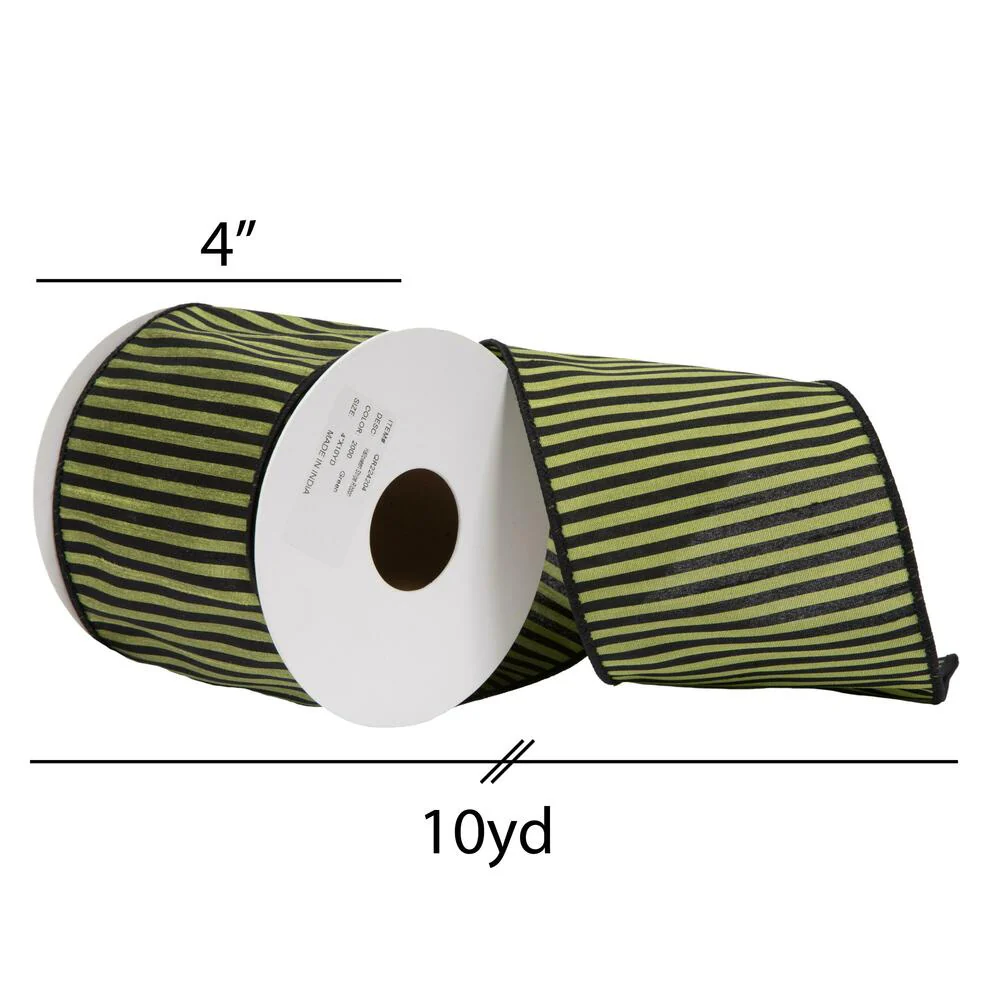 Vickerman 4 x 10 Yards Green Halloween Stripe Ribbon - Cheap-Us