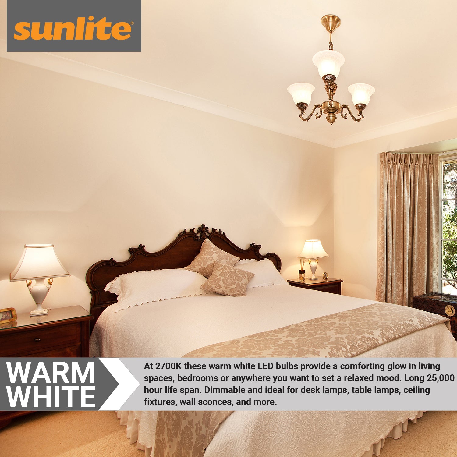 Sunlite LED A19 Bulbs 5.5 Watts (40 Watt Equivalent), Dimmable, Medium Base, UL Listed, 450 Lumen, 27K - Warm White - Cheap-Us