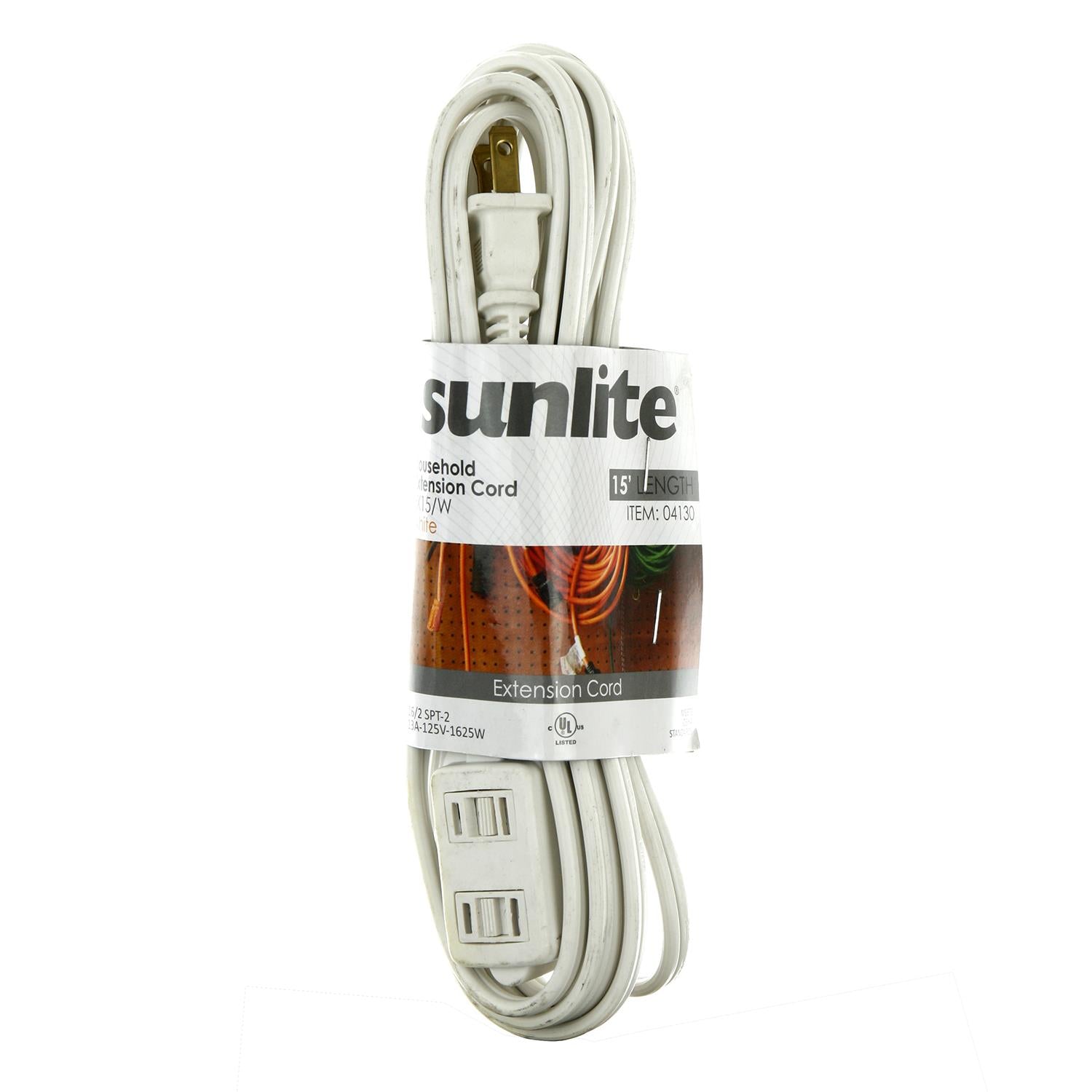 Sunlite EX15/WH Household 15-Feet Extension Cord, White - Cheap-Us