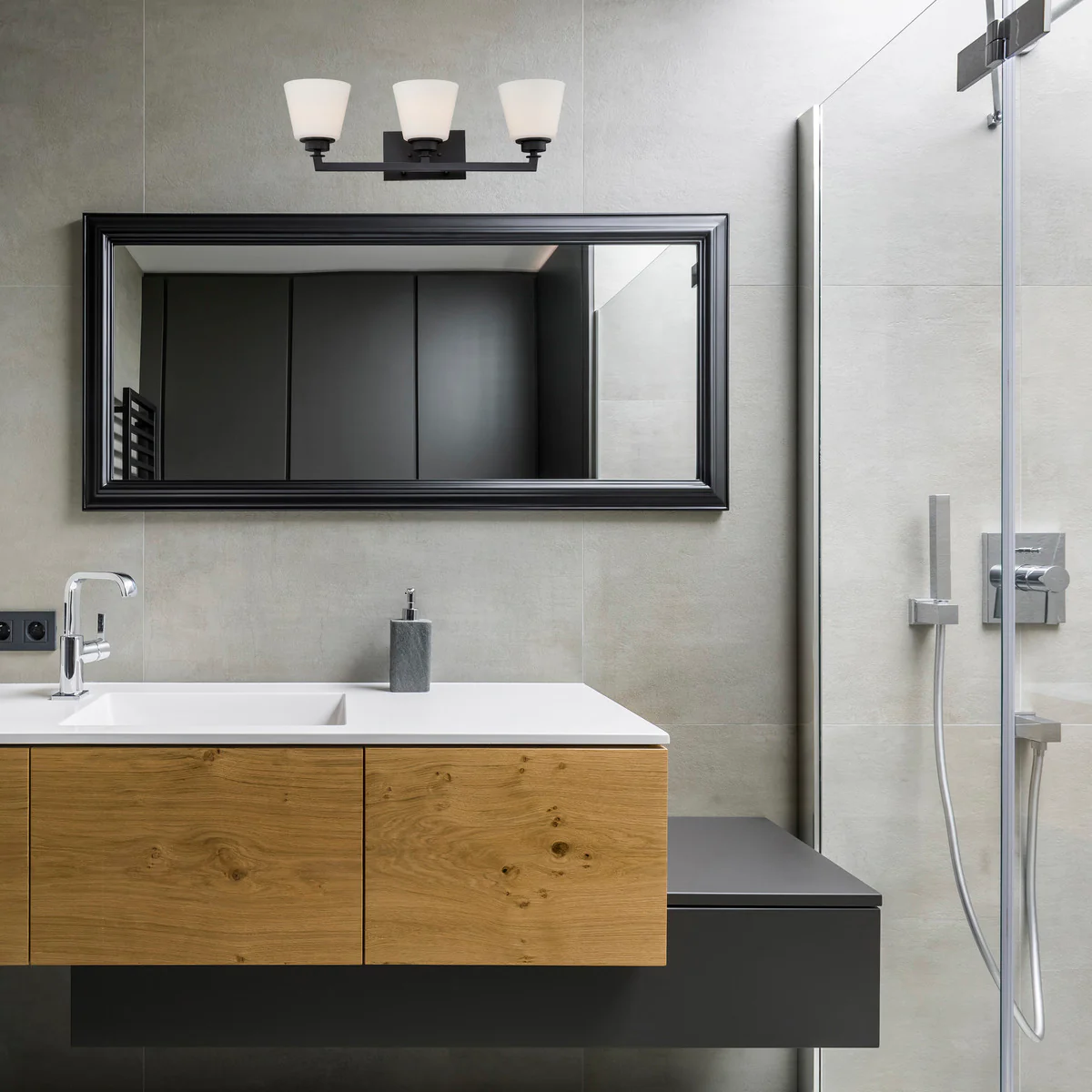 60-5553 MOBILI - 3 LT VANITY FIXTURE Mobili - 3 Light Vanity with Satin White Glass - Aged Bronze Finish - Cheap-Us