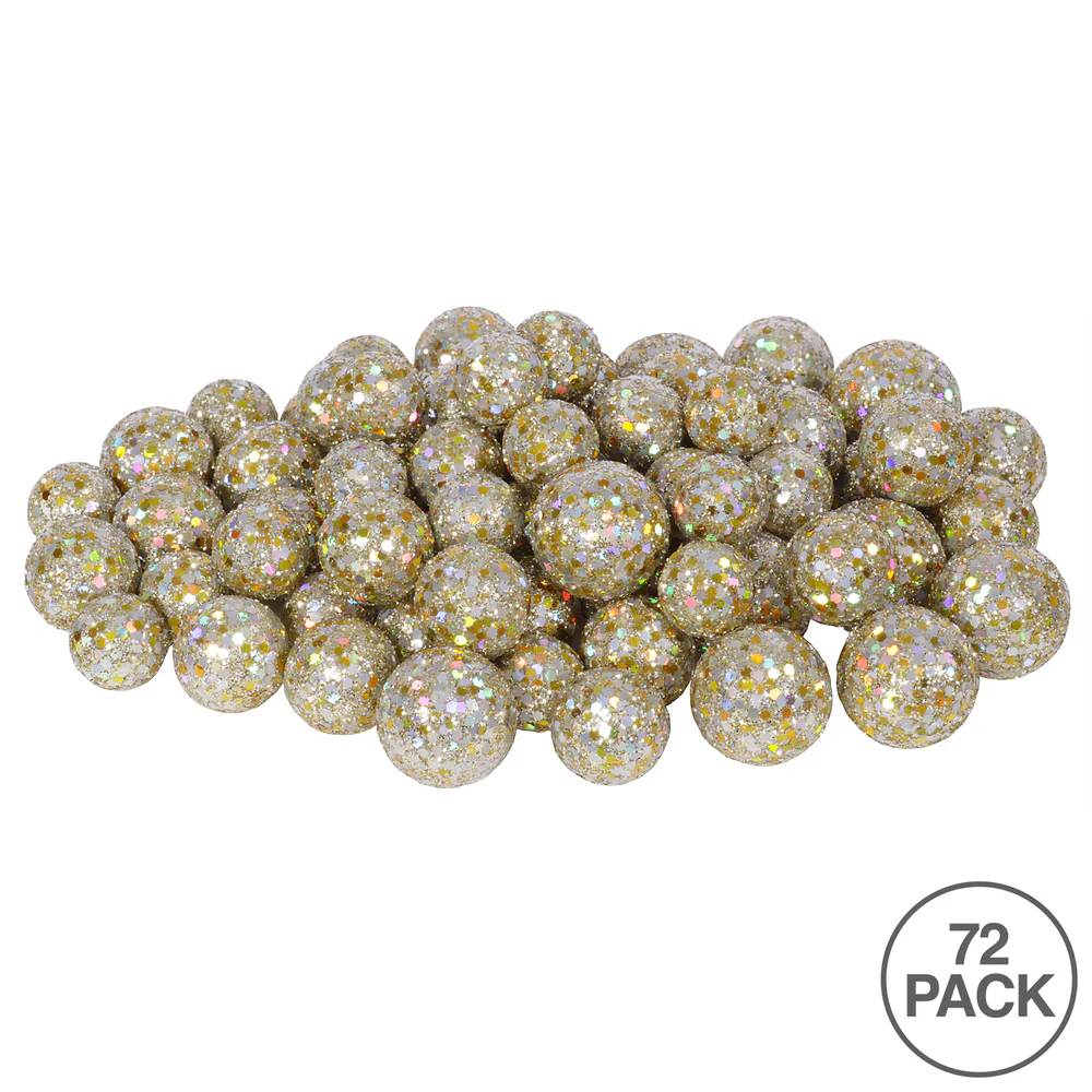 Vickerman 20MM/25MM/30MM Champagne Glitter Polystyrene Ball Christmas Ornament 72 per Bag - Cheap-Us