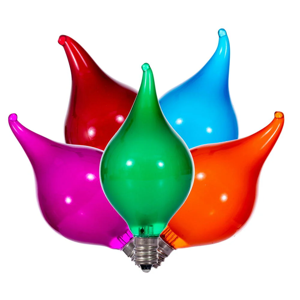 Vickerman 5 Mulitcolor LED G45 Glass Flame Tip Replacement Bulbs. - 3 Pack - Cheap-Us