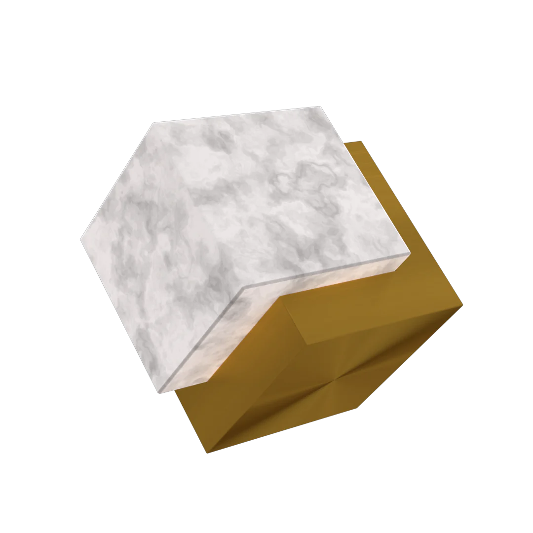 Cubo One Light Double Cube Wall Sconce Brass Finish with Marble Shade - Cheap-Us