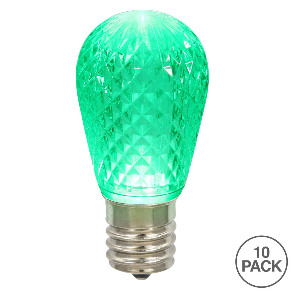 Vickerman S14 LED Green Faceted Replacement Bulb E26 Nickel Base, 20 Pack. - Cheap-Us