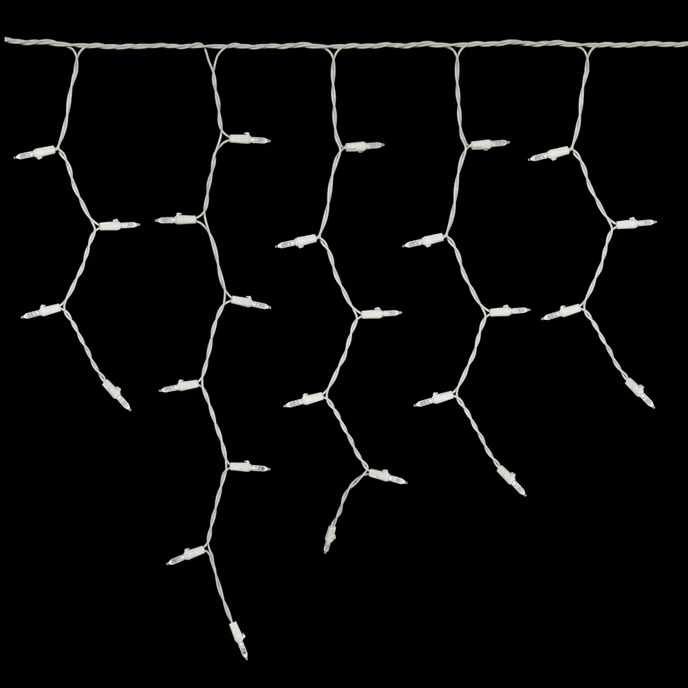 Vickerman 70 Pure White M5 LED Icicle Light on White Wire 9' Christmas Single Mold Light Strand - Cheap-Us