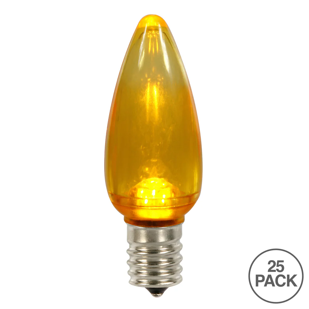Vickerman C9 Twinkle Transparent Plastic LED Yellow Dimmable Bulb E17 Nickel Base 25 per bag - Cheap-Us