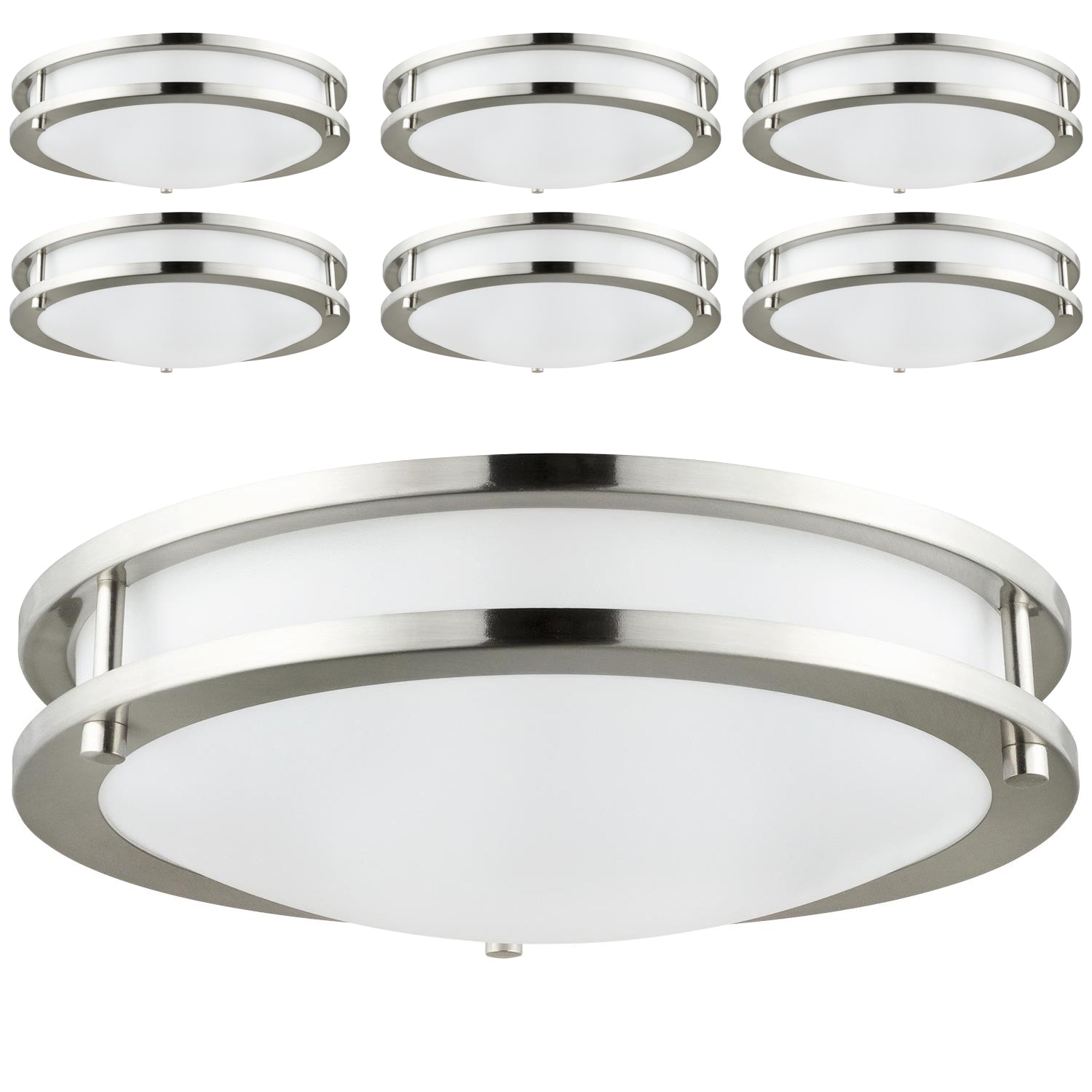 Sunlite 88315-SU LED Flush Mount Double Band Ceiling Fixture, 15 Watt, Dimmable, Brushed Nickel Finish, 12-Inch 40K - Cool White - Cheap-Us