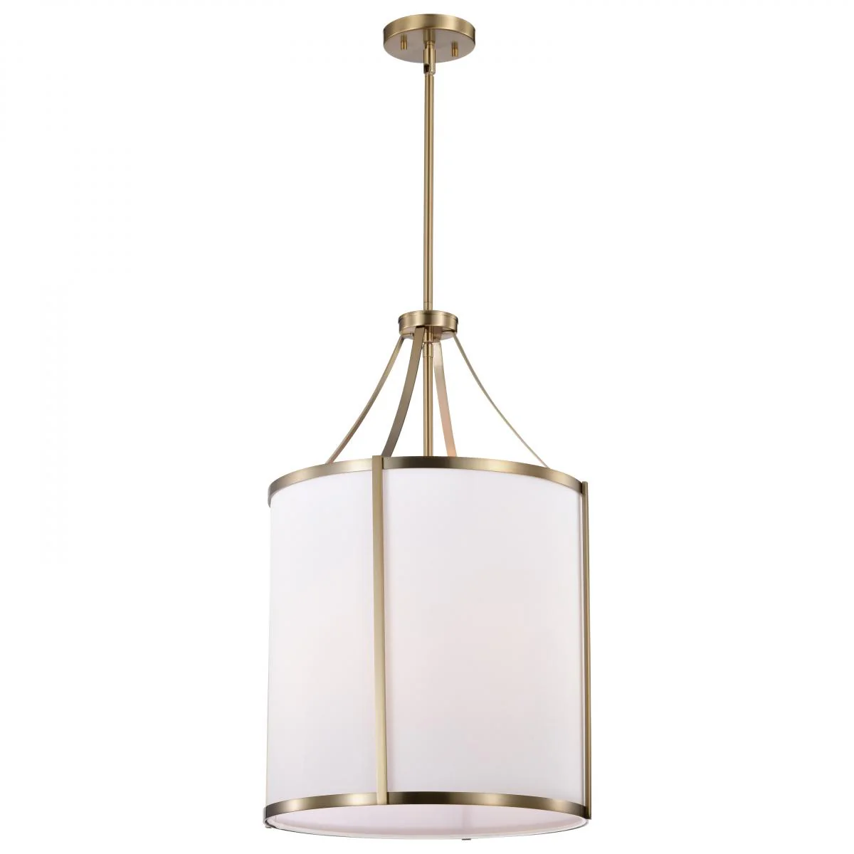 60-7962 EASTON 3LT PENDANT Easton 3 Light Pendant; Burnished Brass Finish; White Linen Shade - Cheap-Us