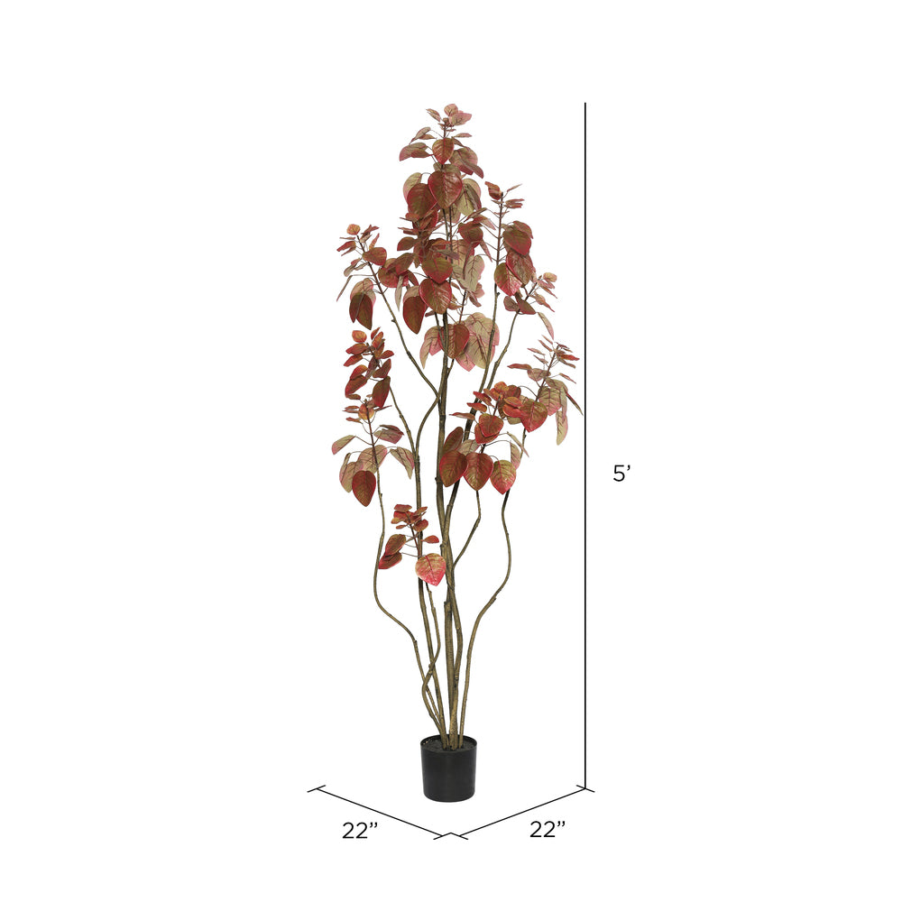 Vickerman 5' Artificial Red Potted Rogot Rurple Tree. - Cheap-Us