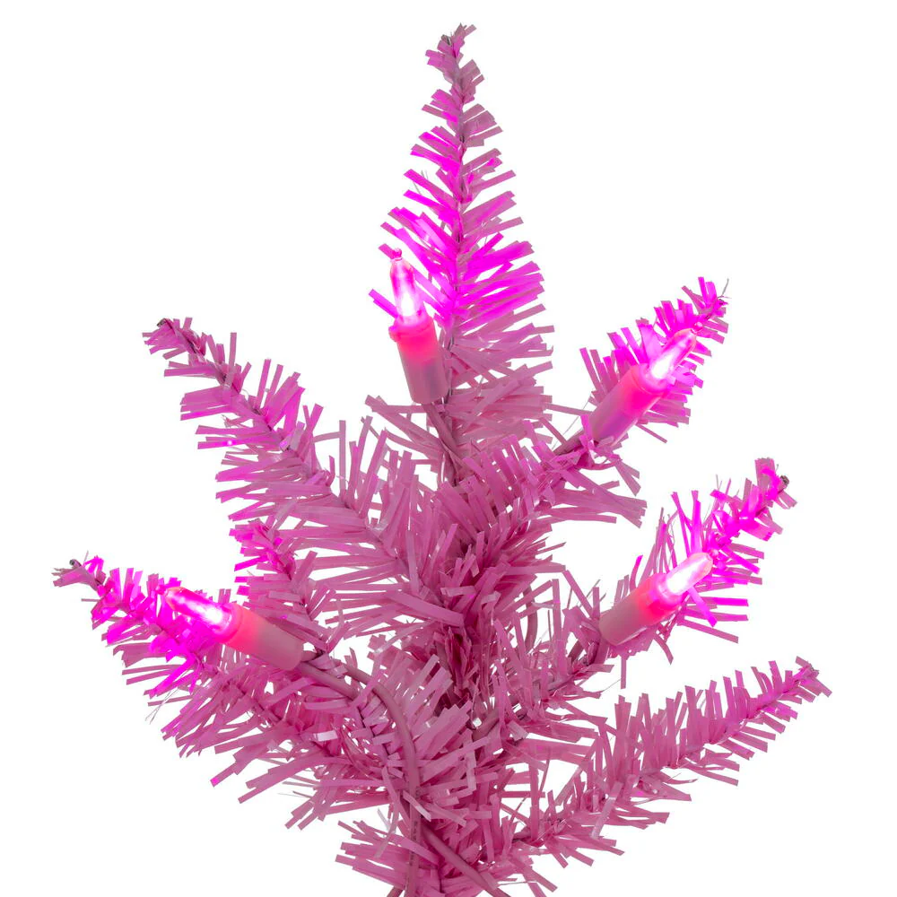 Vickerman 3' Pink Fir Artificial Christmas Tree Pink  Dura-lit LED Lights - Cheap-Us