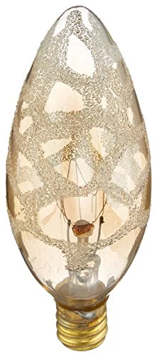 Bulbrite 25B10/MAR Crystal Collection 25 Watt Incandescent B10 Chandelier Bulb, Marble Finish, Candelabra Base, Amber - Cheap-Us