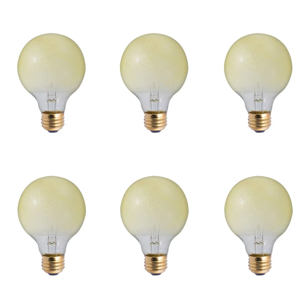 Bulbrite Pack of (6) 40 Watt Dimmable Amber Ice Finish G25 Medium (E26) Incandescent Bulb - Cheap-Us