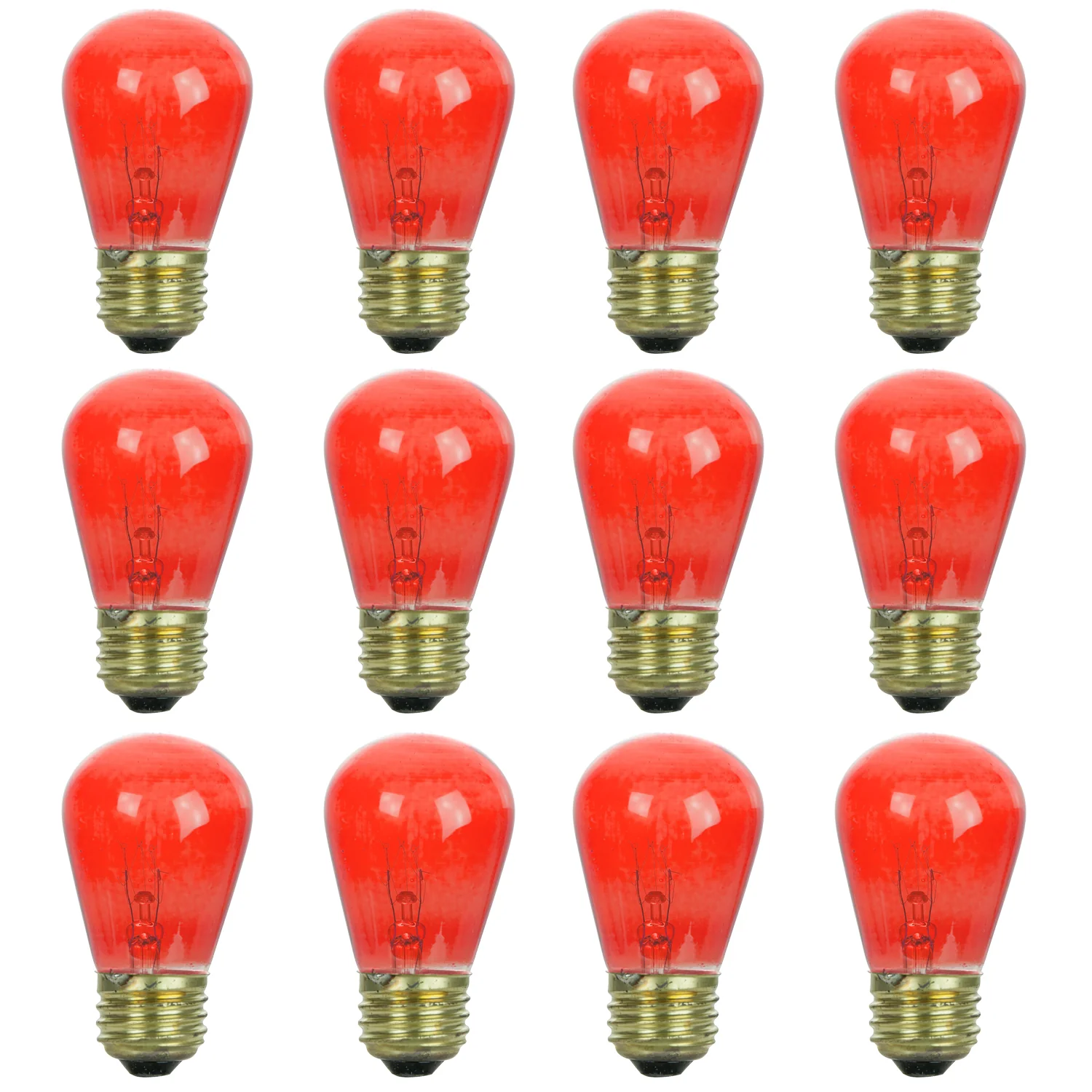 Sunlite 41485-SU S14 Incandescent Colored Party String Light Bulb, 11 Watts, Medium Base (E26), Dimmable, Mercury Free, Transparent Red 12 Pack - Cheap-Us
